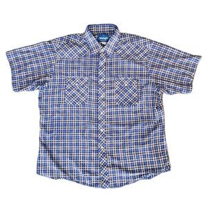 Vtg Wrangler‎ Shirt Mens XL Pearl Snap Button Western Cowboy Chore Rodeo Country